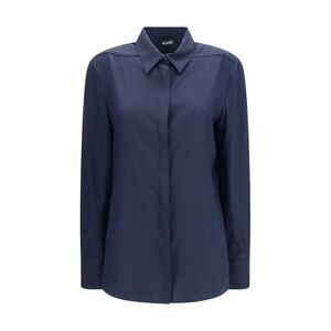 Ella Blue Silk Dress Women's Shirt